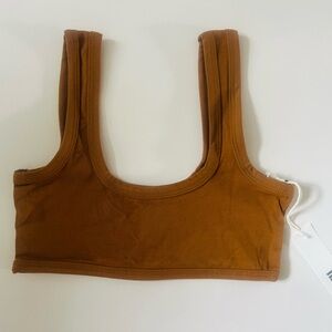 ARQ Brown Ochre Organic Cotton Cutout Bra Minimal Athletic Bralette S